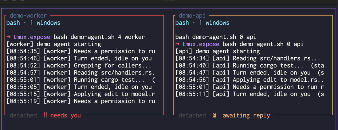 tmux.expose sessions re-sorting as agent status changes